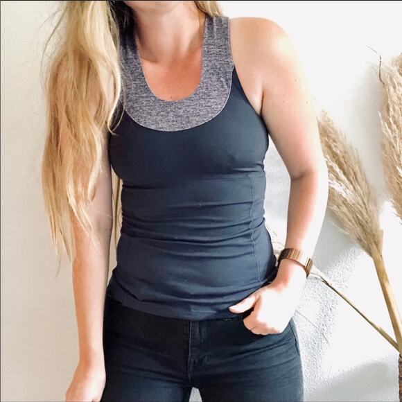 NEW OLD NAVY ACTIVE Heather Grey Built In Bra Workout Gym Tank Top Shirt XS - Picture 2 of 7